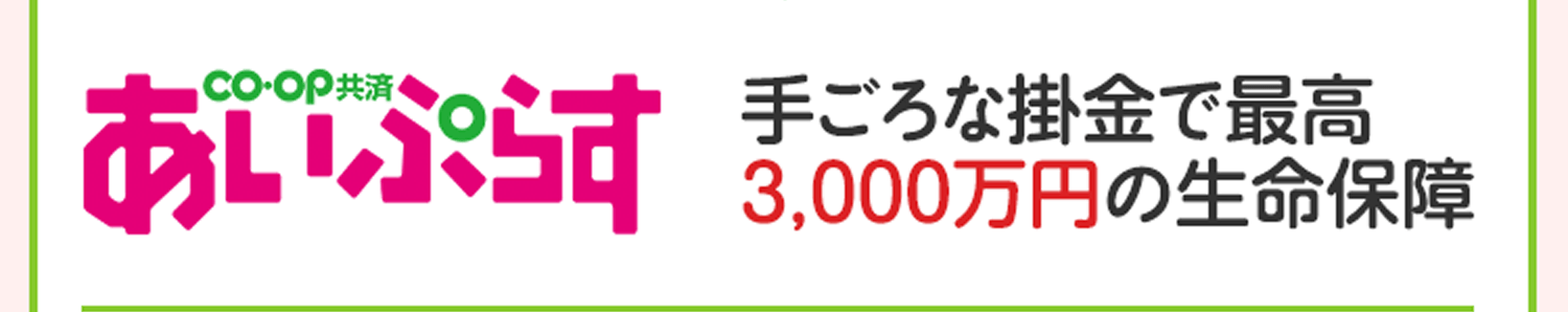 CO･OP共済 あいぷらす 手ごろな掛金で最高3,000万円の生命保障