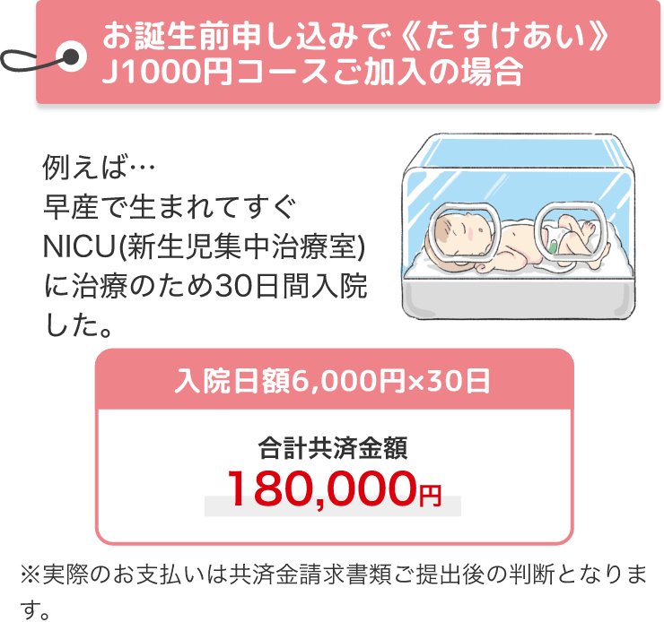 お誕生前申し込みで《たすけあい》J1000円コースご加入の場合