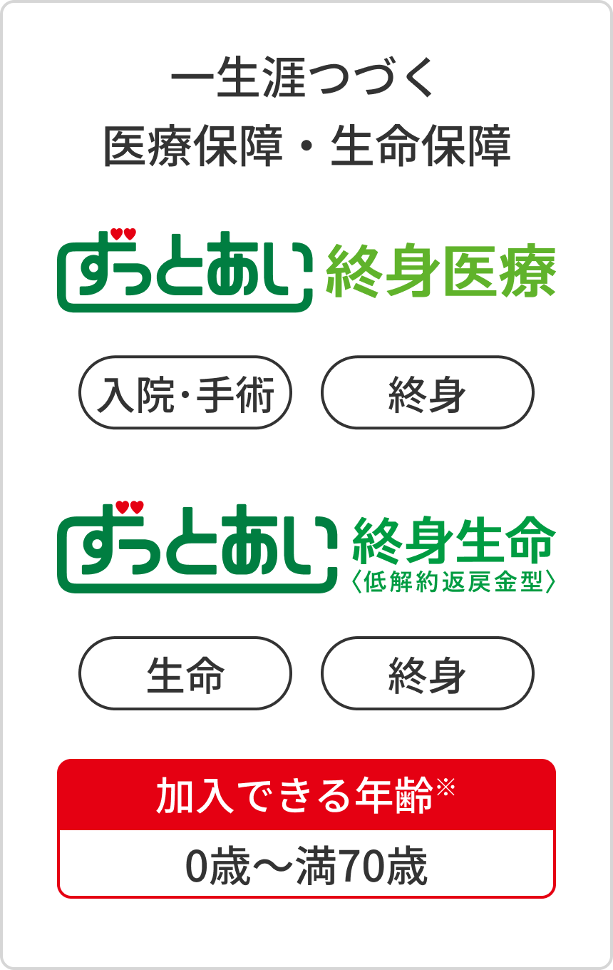 一生涯つづく医療保障・生命保障